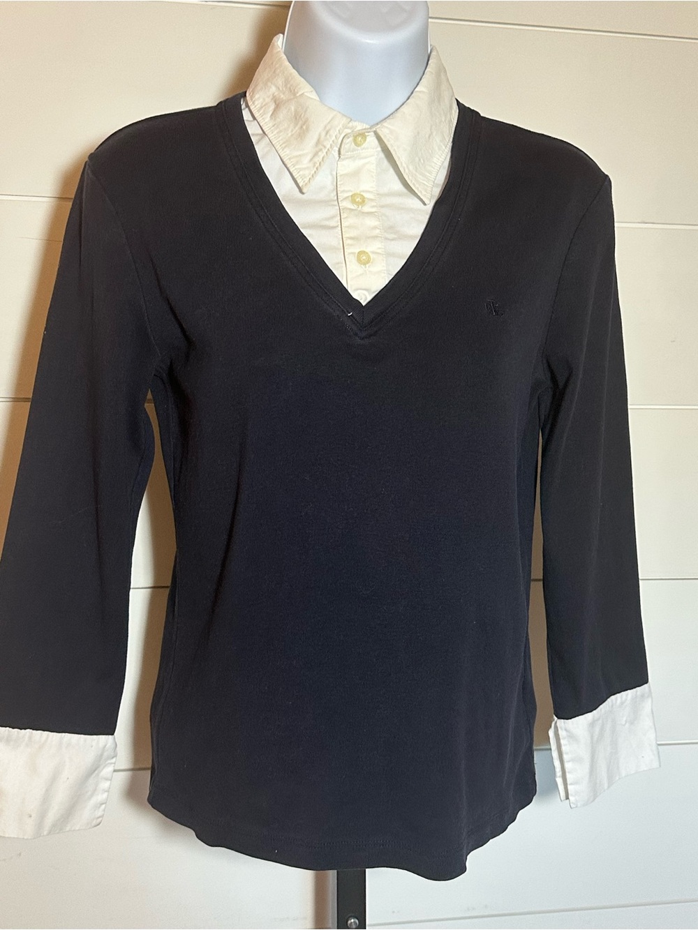 Classic Navy V-Neck Layered